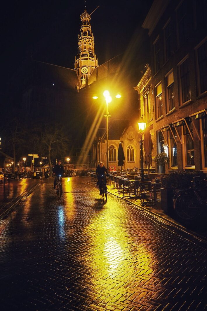 Biking by Grote Kerk Haarlem