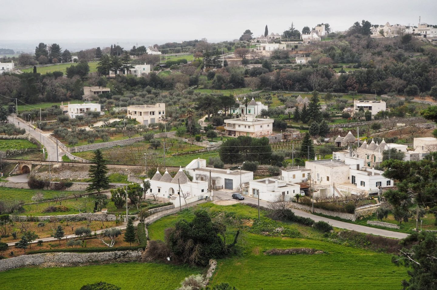 Road tripping Puglia Hillside views of Locorotondo