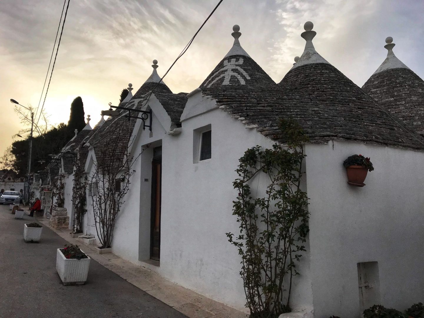 Sunset trulli houses in Alberobello