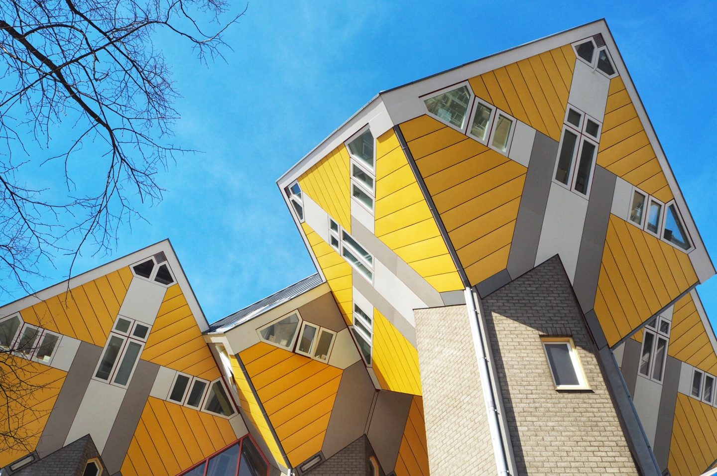 Bright and beautiful cube buildings Rotterdam Holland