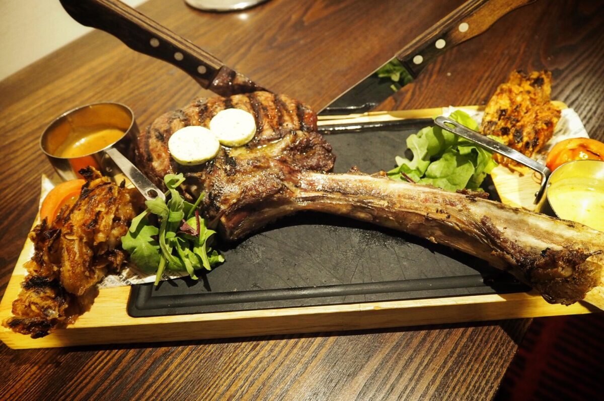 long-bone tomahawk steak Miller and Carter steakhouse Milton Keynes