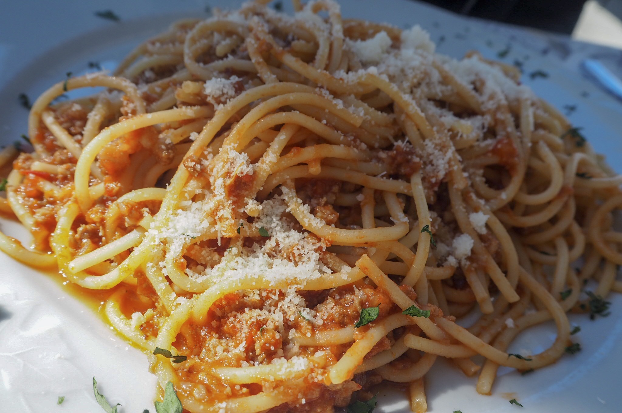 Italian Spaghetti Bolgonese Panoramic Restaurant Lake Maggiore