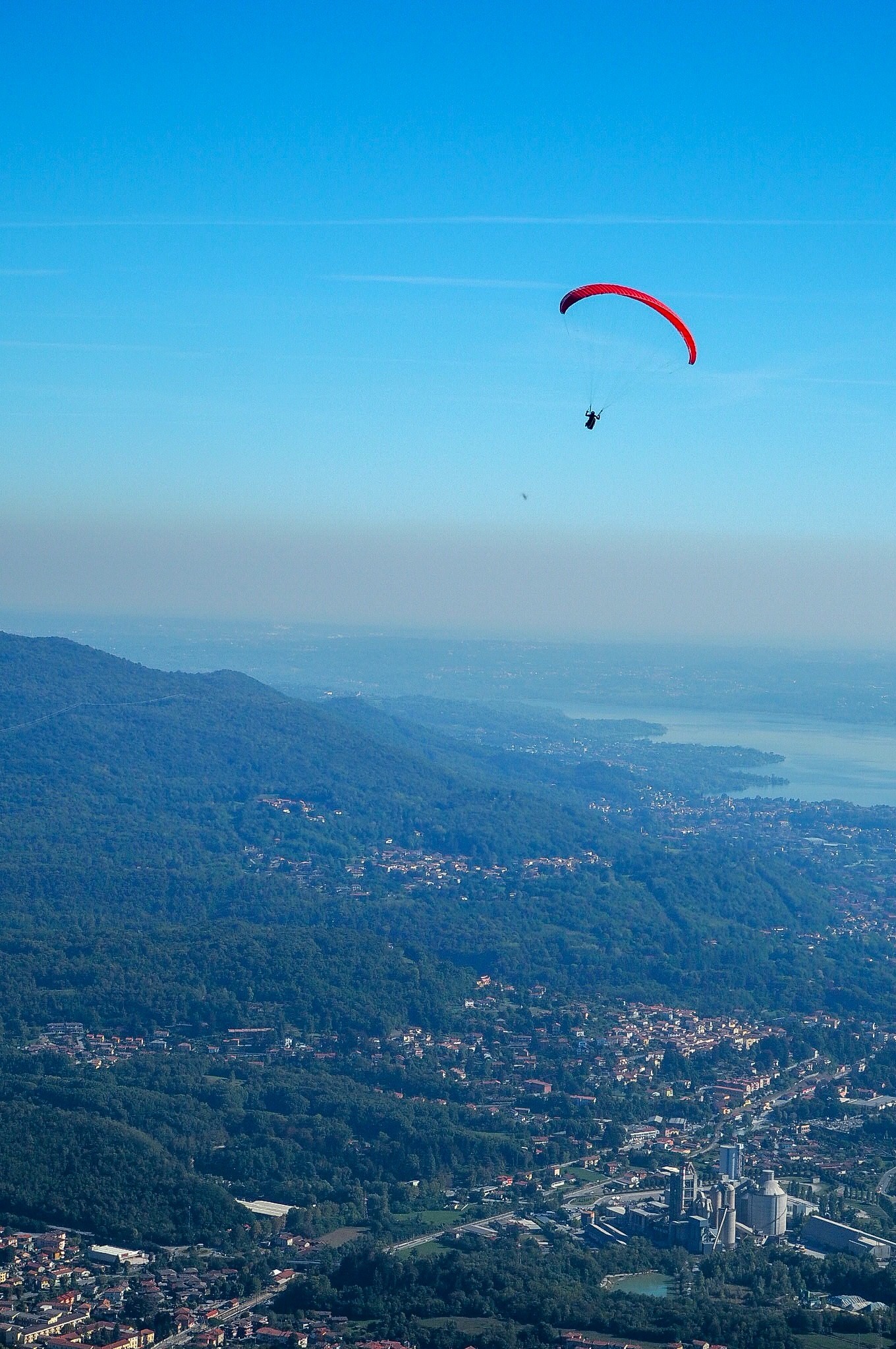 Picturesque paragliding scenes over Lake Maggiore