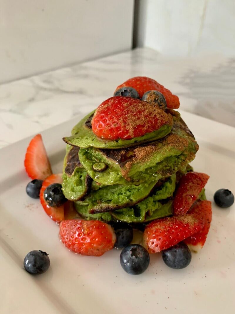 Spinach banana protein pancakes