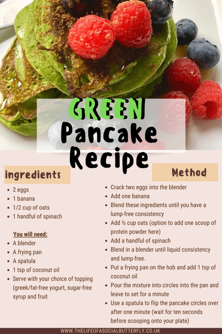 Green spinach pancakes - Healthy breakfast pancake recipe ingredients and method