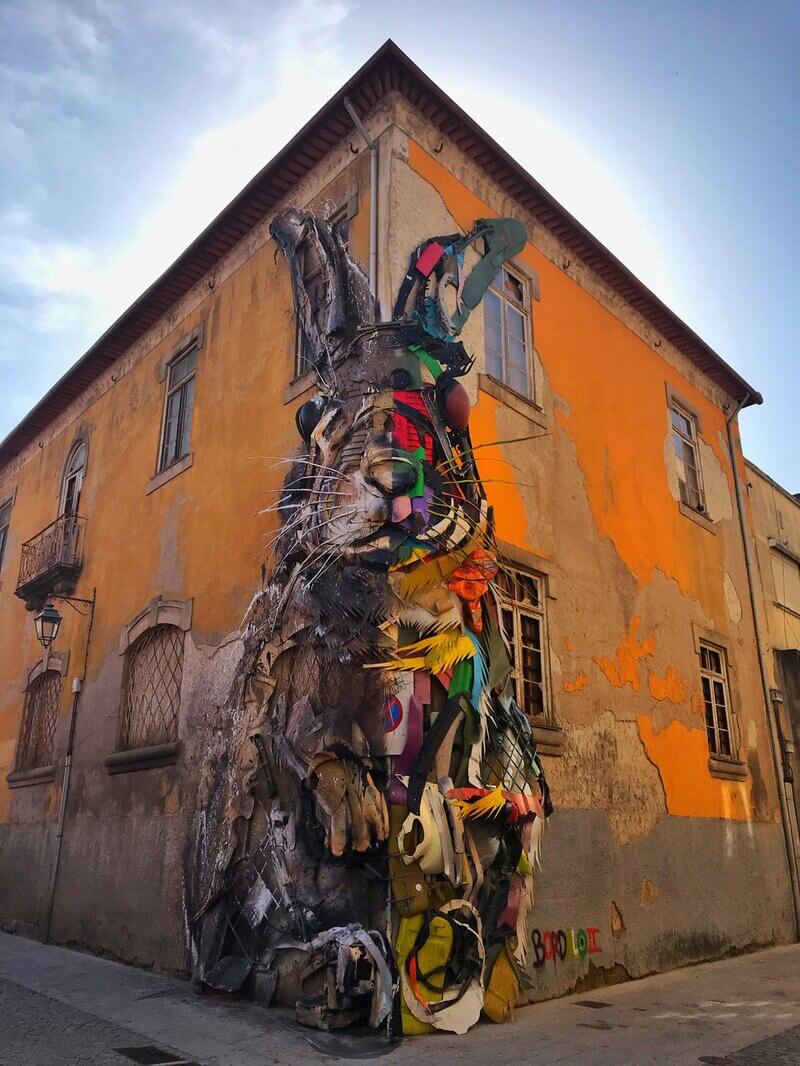 Colourful Bordalo II Rabbit Street Art Porto Portugal