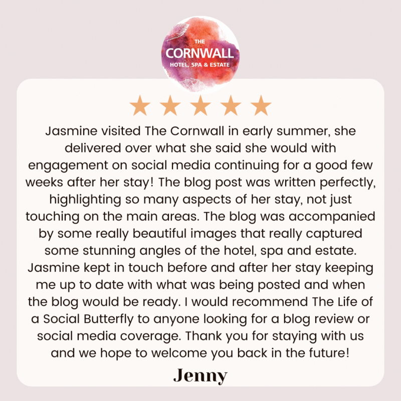 Testimonial Review The Cornwall Hotel