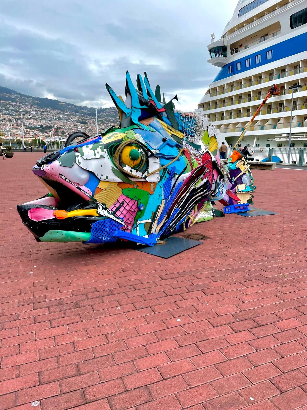Fish Bordalo Mero art work Funchal Harbour Madeira
