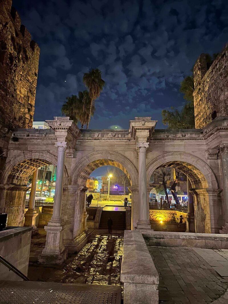 Antalya-Hadrians-Gate-at-Night